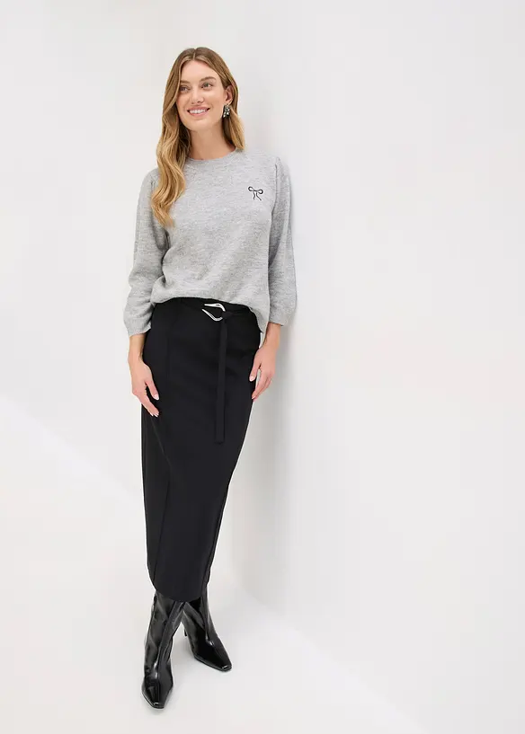 Gonna midi in misto viscosa, bonprix