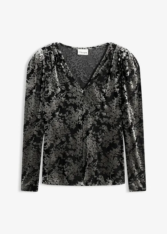 Maglia in velluto devoré a maniche lunghe, bonprix