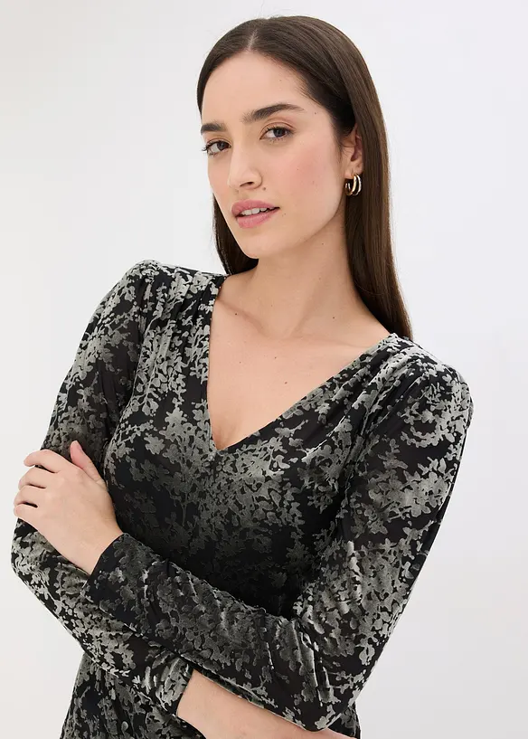 Maglia in velluto devoré a maniche lunghe, bonprix