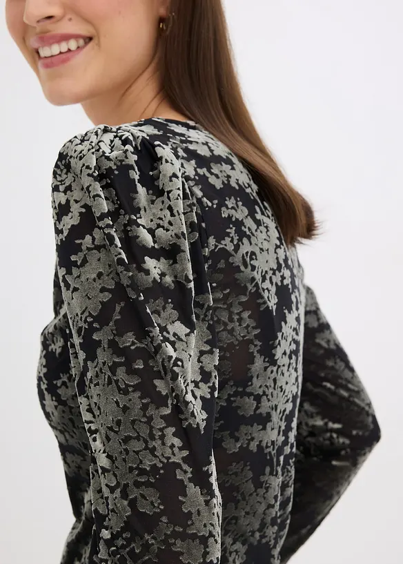 Maglia in velluto devoré a maniche lunghe, bonprix