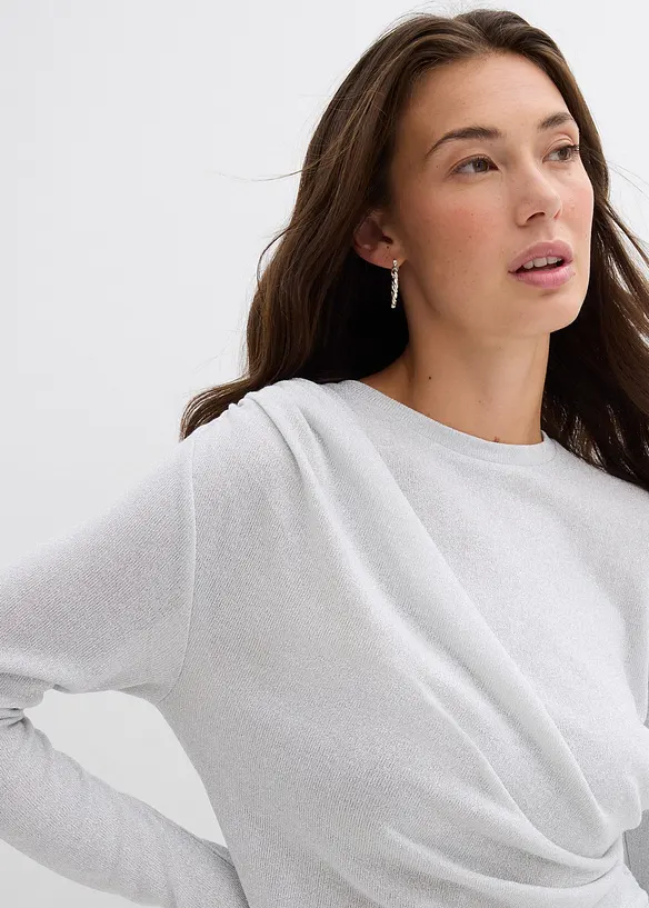 Maglia a maniche lunghe con arricciature, bonprix