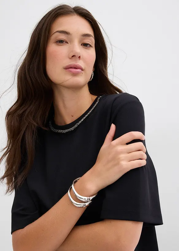 Maglia oversize con applicazione di perle, bonprix