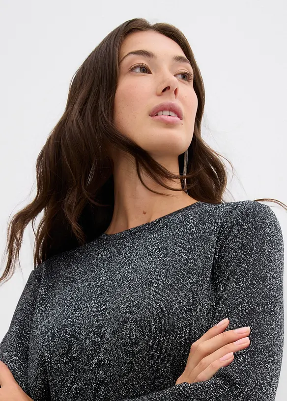 Maglia a maniche lunghe con fili glitterati, bonprix