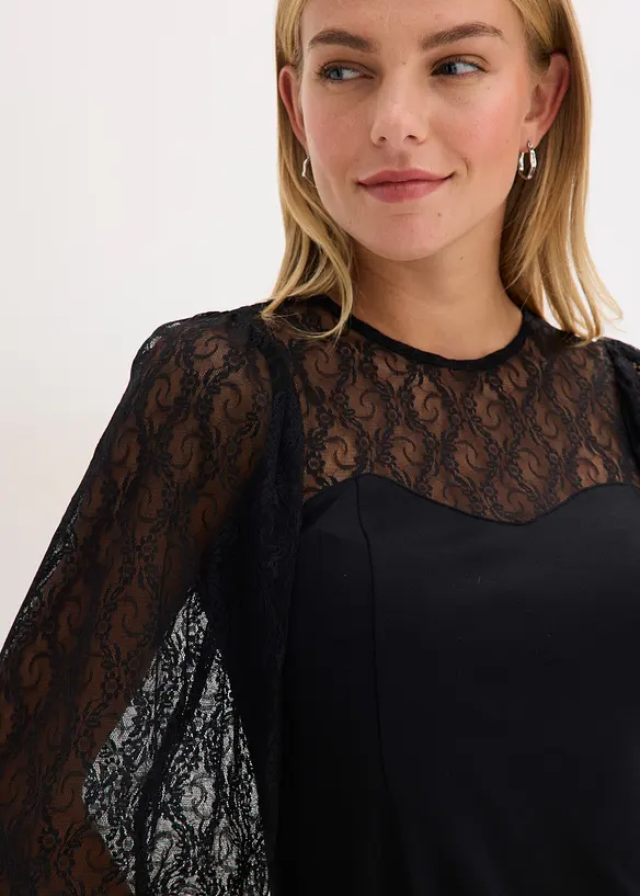 Maglia a maniche lunghe con pizzo, bonprix