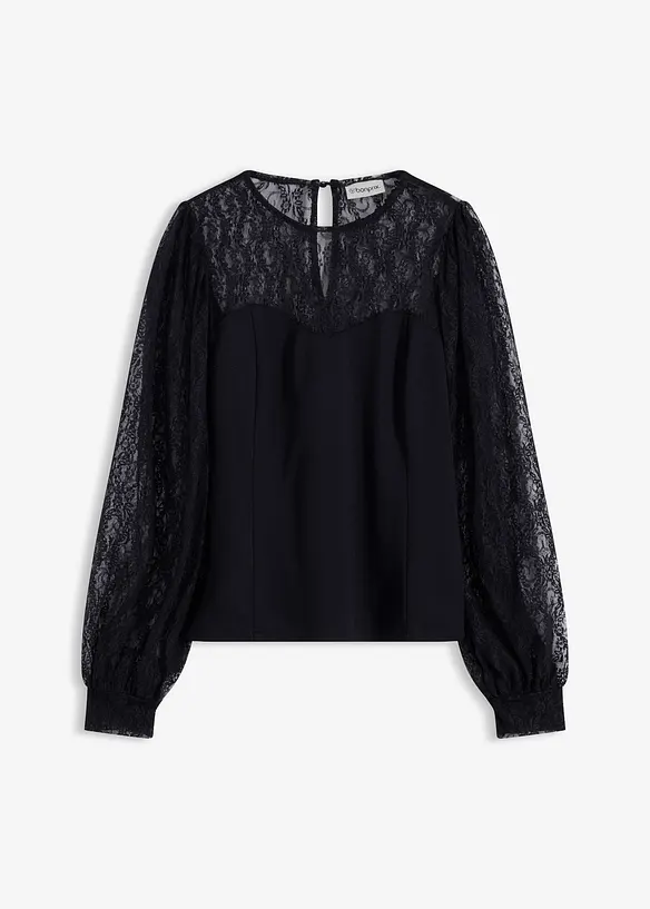 Maglia a maniche lunghe con pizzo, bonprix