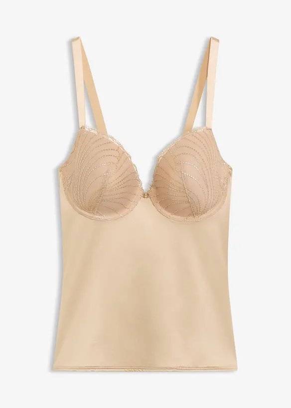 Top reggiseno con coppe preformate, finitura lucida ed effetto modellante medio, bonprix