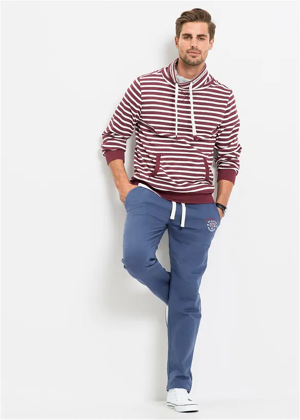 Pantaloni da jogging in puro cotone con dettagli sportivi, bonprix