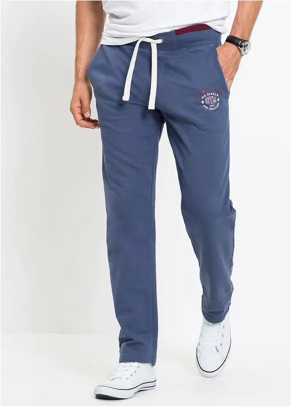 Pantaloni da jogging in puro cotone con dettagli sportivi, bonprix