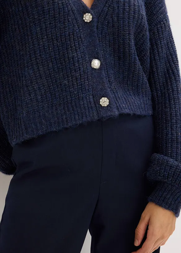 Cardigan corto con filato glitterato in misto lana, bonprix