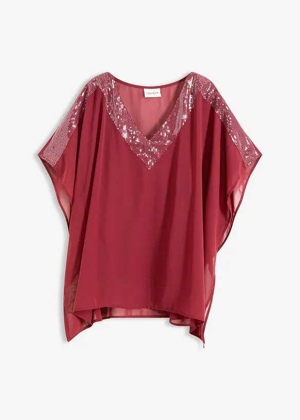 Blusa oversize con inserto di paillettes, bonprix