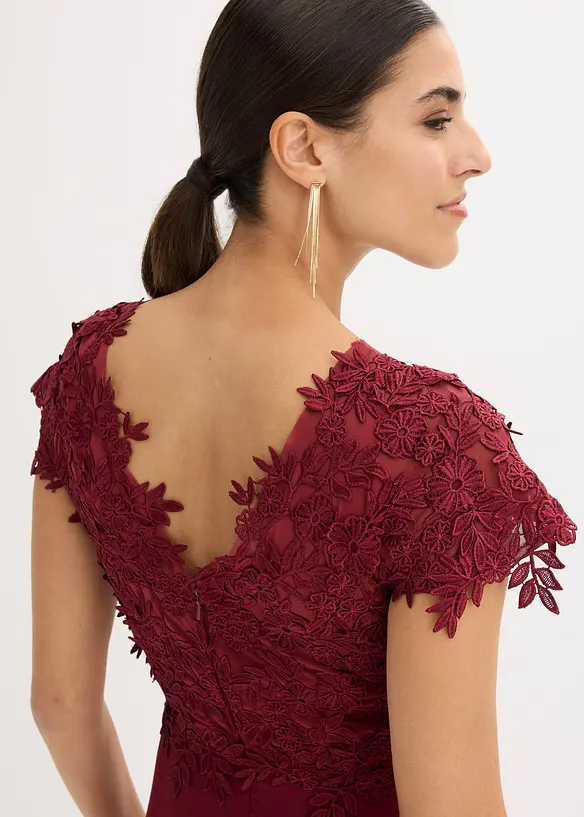 Abito midi in delicato tulle con pizzo, bonprix