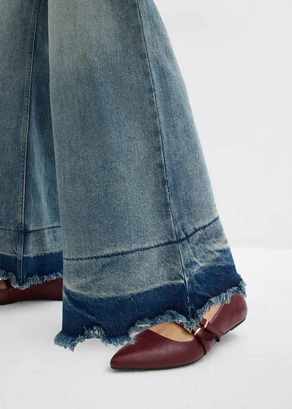 Jeans wide leg, vita media, bonprix