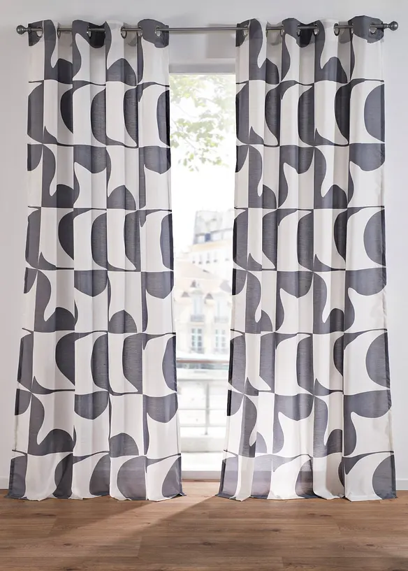 Tenda trasparente con fantasia grafica in poliestere riciclato (pacco da 1), bonprix