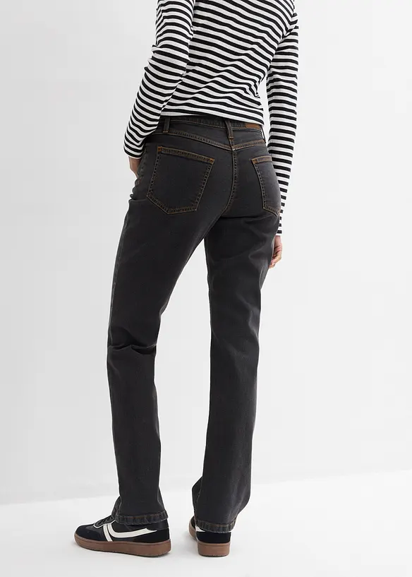 Jeans straight elasticizzati, vita media, bonprix