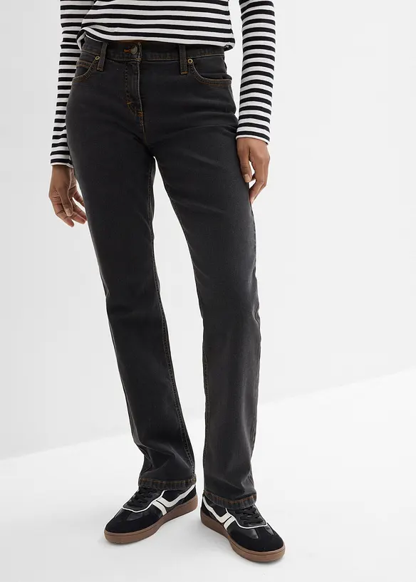 Jeans straight elasticizzati, vita media, bonprix