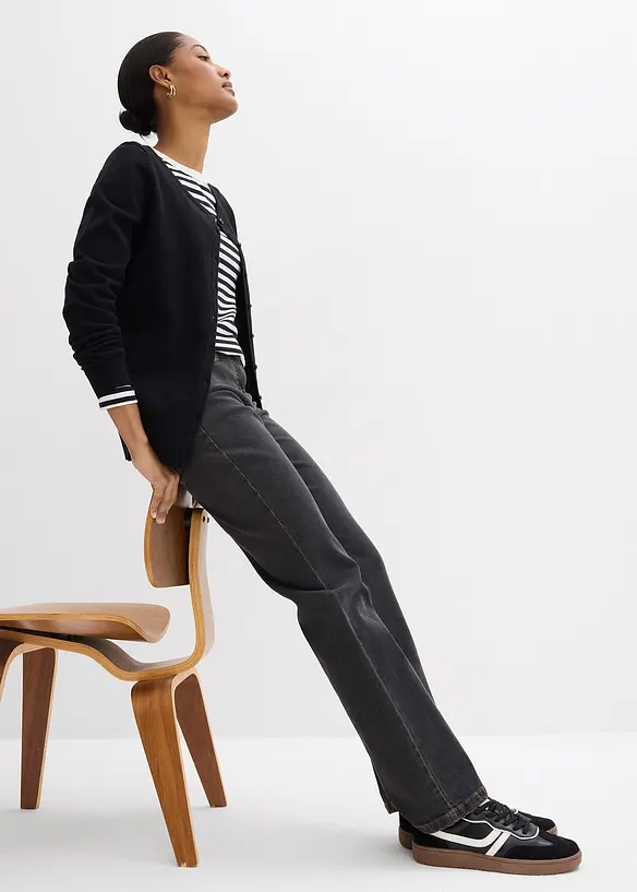 Jeans straight elasticizzati, vita media, bonprix