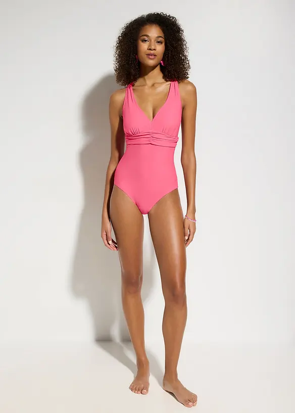 Costume intero con spalline incrociate ed effetto modellante leggero, bonprix