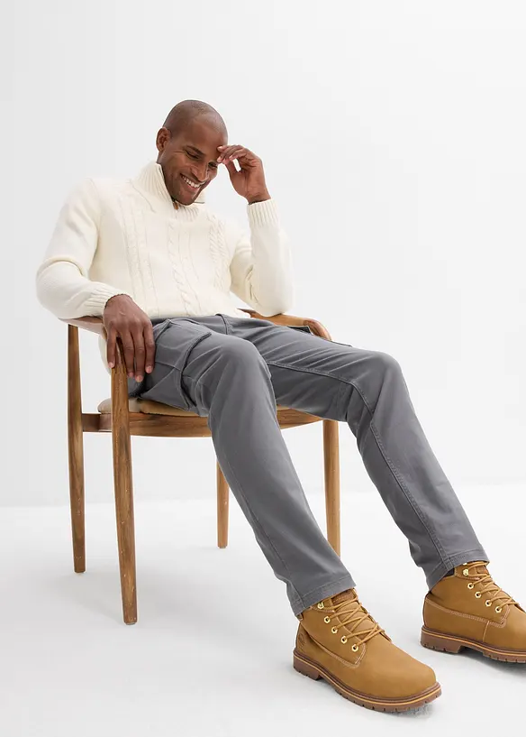 Pantaloni cargo dritti in cotone biologico robusto, vestibilità regolare, bonprix