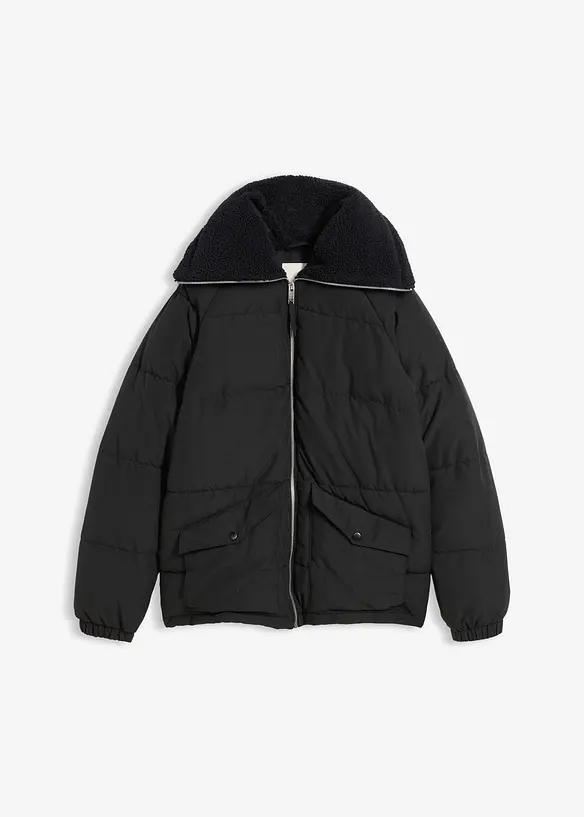 Giacca trapuntata con collo in teddy, bonprix