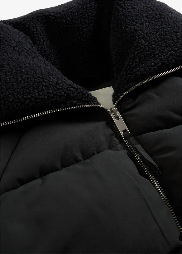 Giacca trapuntata con collo in teddy, bonprix