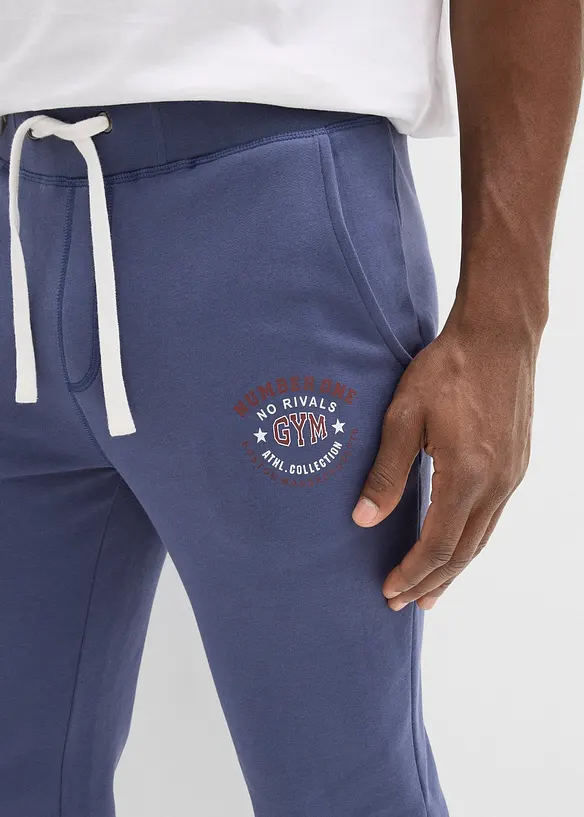 Pantaloni da jogging in puro cotone con dettagli sportivi, bonprix