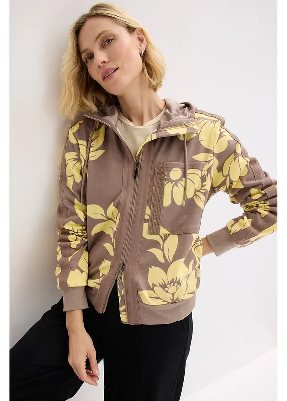 Felpa con zip e cotone, bonprix