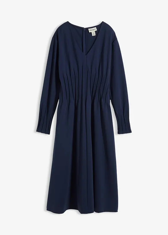 Abito comodo in misto viscosa con pieghe decorative, bonprix