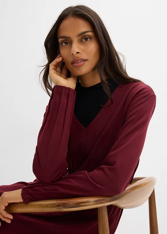 Abito comodo in misto viscosa con pieghe decorative, bonprix