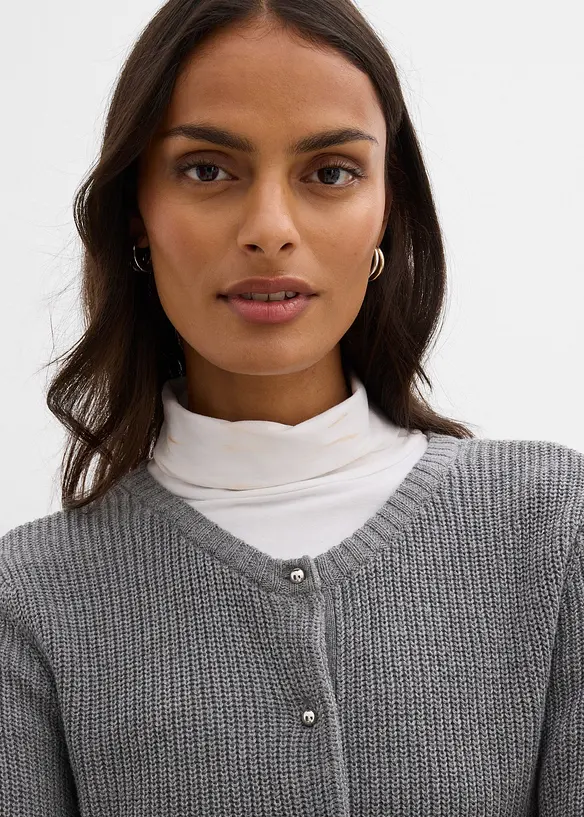 Cardigan in misto lana con bottoni decorativi, bonprix