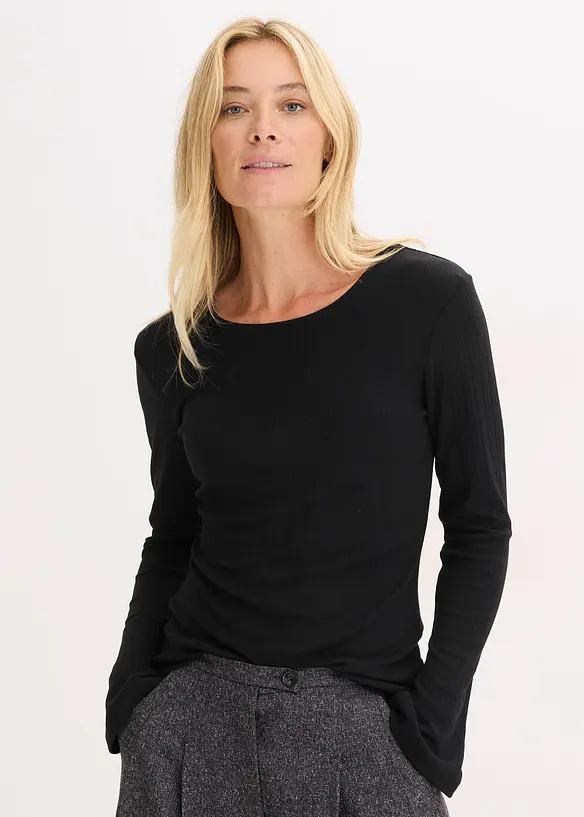 Maglia a maniche lunghe a costine, bonprix