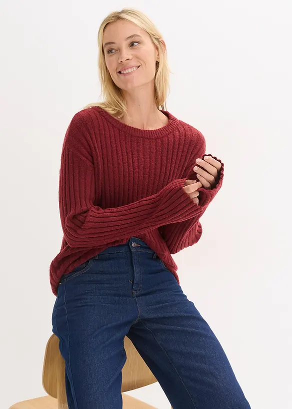 Maglione oversize a coste, bonprix