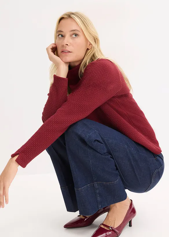 Felpa con collo dritto, bonprix