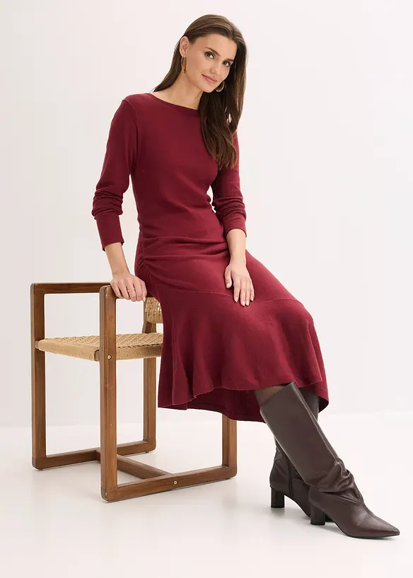 Abito in maglia con fondo asimmetrico in cotone e cachemire, bonprix