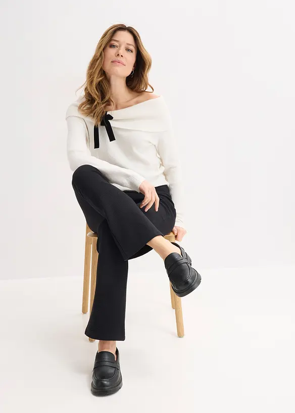 Pantaloni in jersey crinkle, bonprix