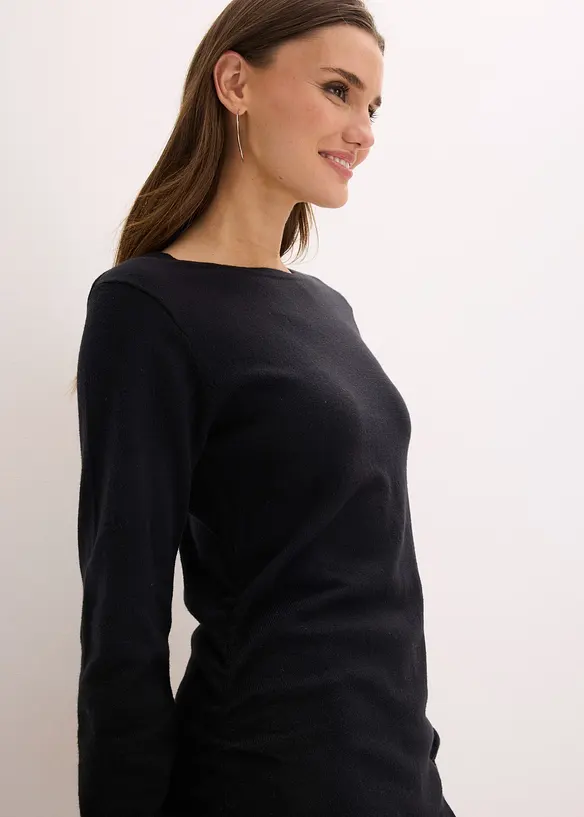 Abito in maglia con fondo asimmetrico in cotone e cachemire, bonprix