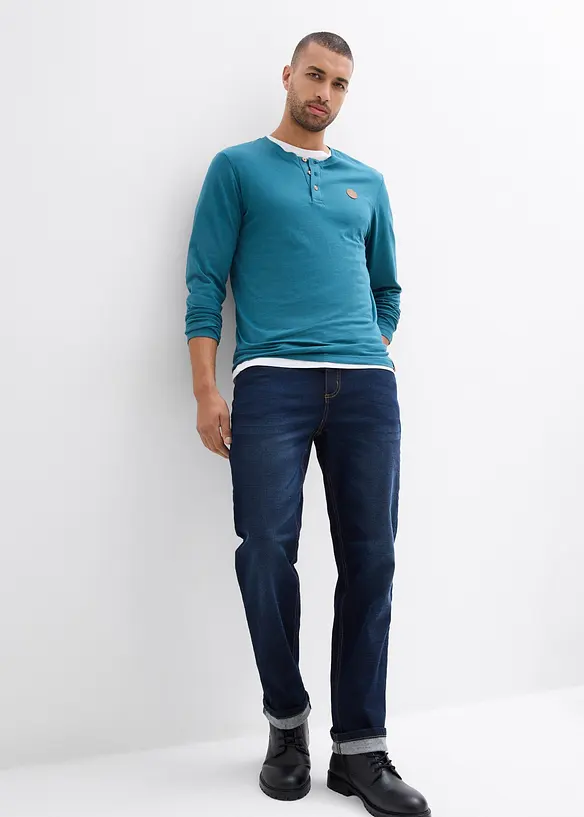 Maglia serafino a maniche lunghe in puro cotone biologico (pacco da 2), bonprix