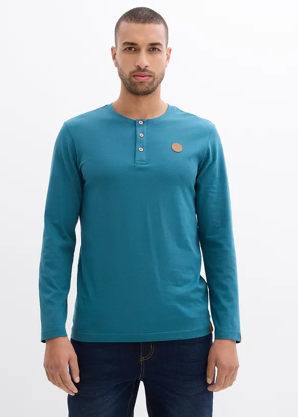 Maglia serafino a maniche lunghe in puro cotone biologico (pacco da 2), bonprix