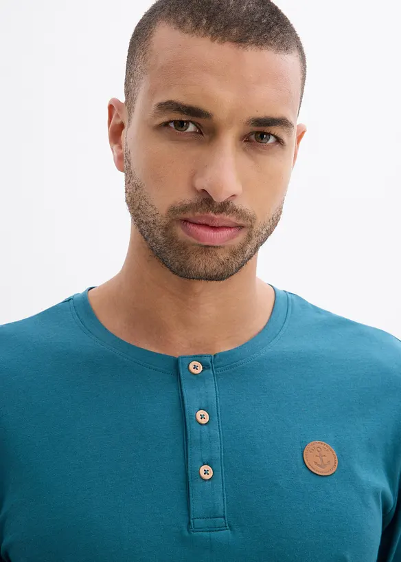 Maglia serafino a maniche lunghe in puro cotone biologico (pacco da 2), bonprix