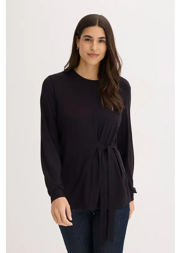 Maglia a maniche lunghe in misto viscosa morbido, bonprix