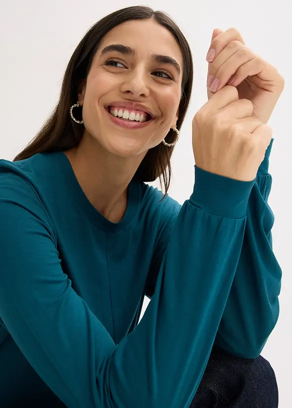 Maglia a maniche lunghe in misto viscosa morbido, bonprix