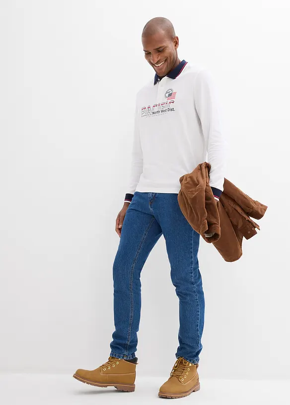 Polo a maniche lunghe in piquet di puro cotone biologico, bonprix