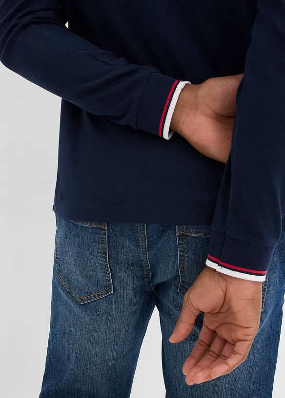 Polo a maniche lunghe in piquet di puro cotone biologico, bonprix