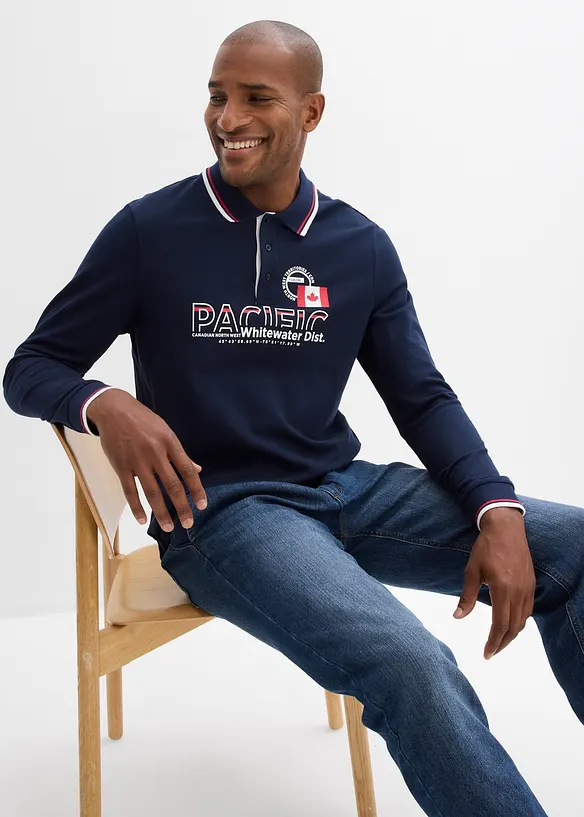 Polo a maniche lunghe in piquet di puro cotone biologico, bonprix