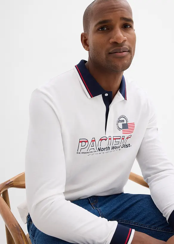 Polo a maniche lunghe in piquet di puro cotone biologico, bonprix