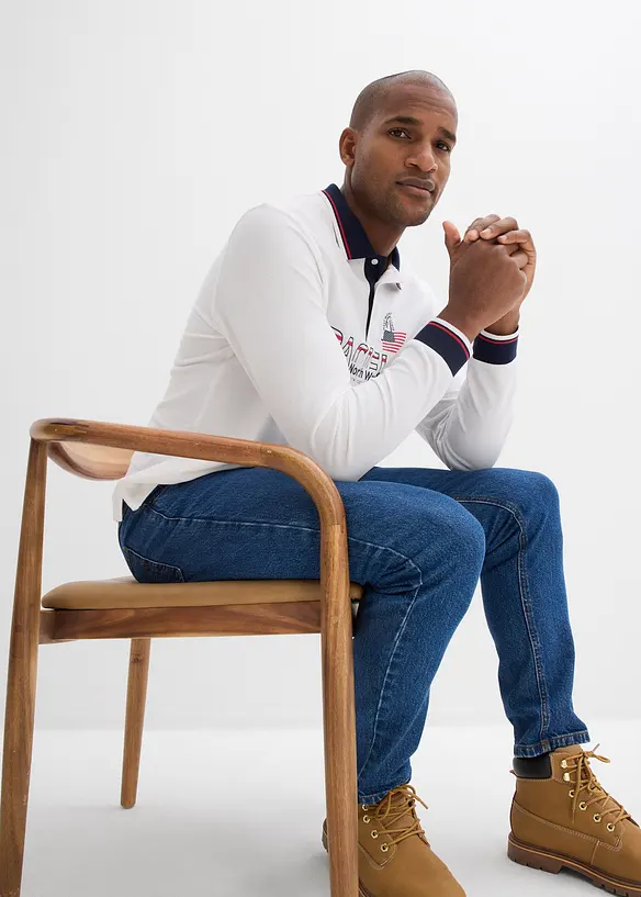 Polo a maniche lunghe in piquet di puro cotone biologico, bonprix