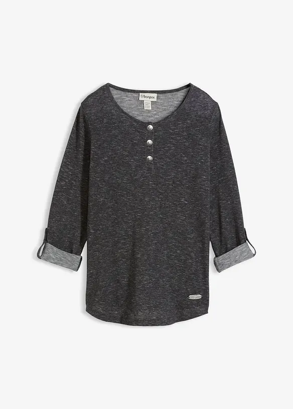 Maglia a maniche lunghe in misto cotone con bottoni, bonprix