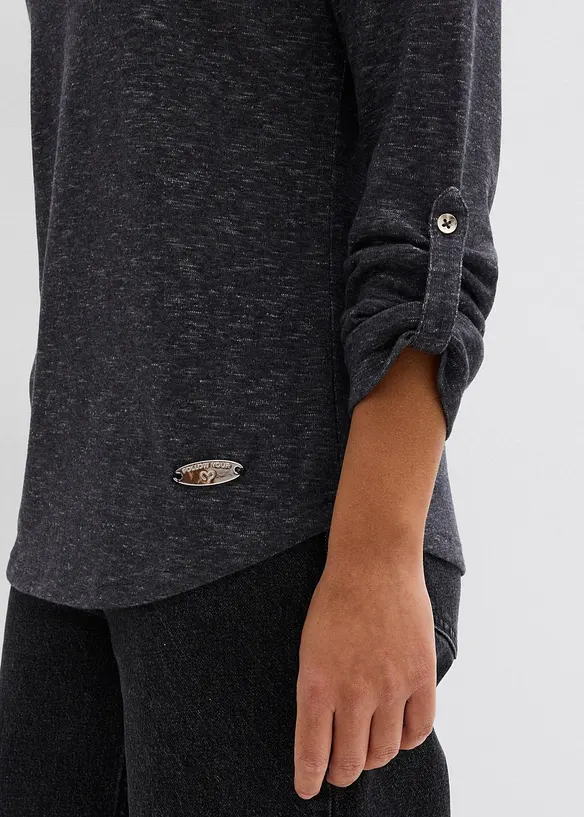 Maglia a maniche lunghe in misto cotone con bottoni, bonprix