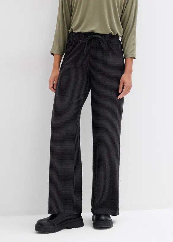 Pantaloni a righe in jersey di misto cotone con cordoncino, bonprix