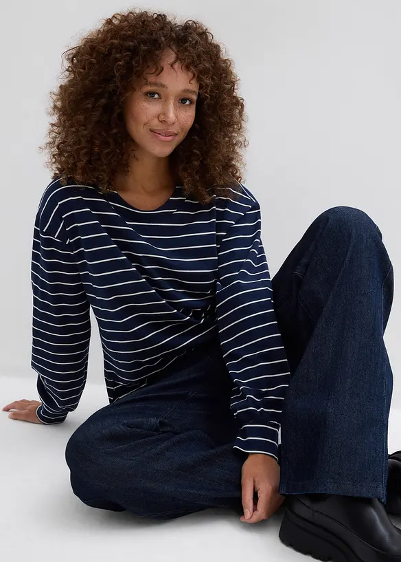 Maglia a maniche lunghe in puro cotone biologico, bonprix