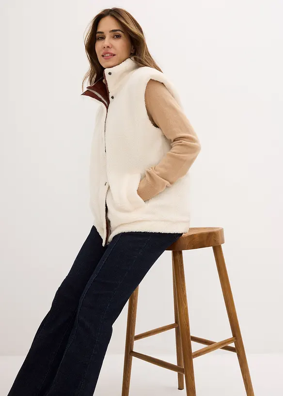Gilet double face in pile teddy, bonprix
